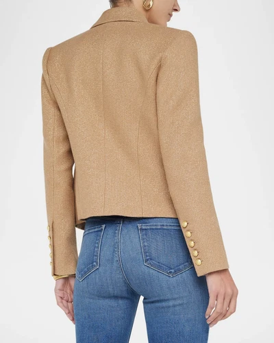 Mujeres AUTÉNTICO L'AGENCE Brooke Frente Abierto Blazer Abrigo Chaqueta Latte/Dorado - Imagen 5 de 14