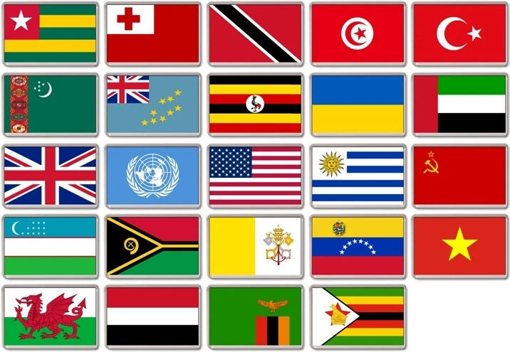 FRIDGE MAGNET - WORLD FLAGS (Various) Large , T to Z