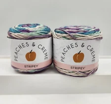 2 Peaches & Creme Stripey Yarn - Lavender Meadow - 4 - Worsted / Medium - Cotton