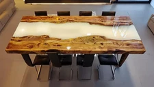 White River Epoxy Dining Table – Unique Resin Wood Table, Contemporary Home Deco