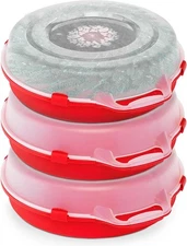 3-Pack Seasonal Holiday Decorative Wreath Storage Organizer, 24 Inch, Red &Clear