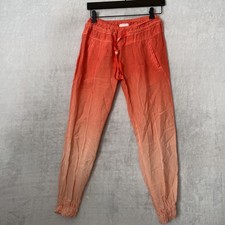 Guess Womans Pants Orange Geometric Small Rayon Pull On Sheer Drawstring