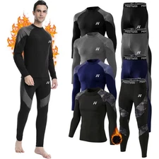 2pc Men's Fleece Lined Thermal Underwear Set Base Layer Ski Hiking Sports Warmth