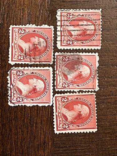 1890-93 US STAMP COLLECTION # 220A (5 STAMP USED ) CAP ON LEFT 2
