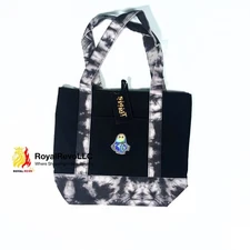 Spirit Halloween Black Mini Canvas Tote Bag Tie Dye Holographic Ghost Patch 2025
