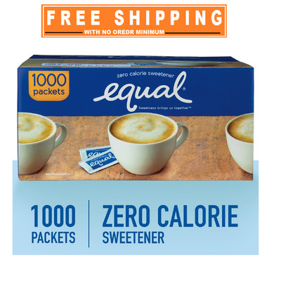 Equal Zero Calorie Sweetener Packets, 1,000 Count, Sugar-Free & Low Calorie.