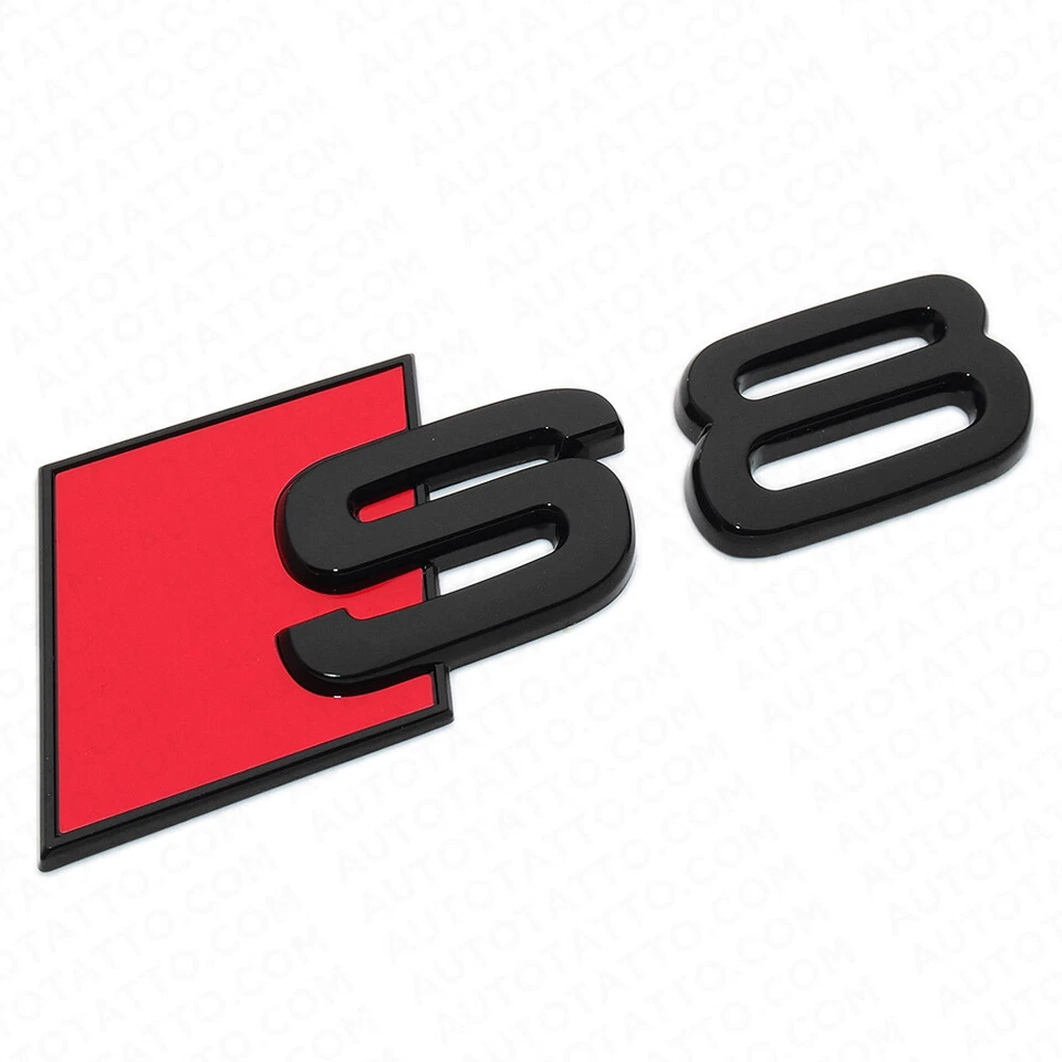 Placa de identificación trasera negra brillante Audi S8 emblema maletero insignia Sport Sline Foto 2 de 4