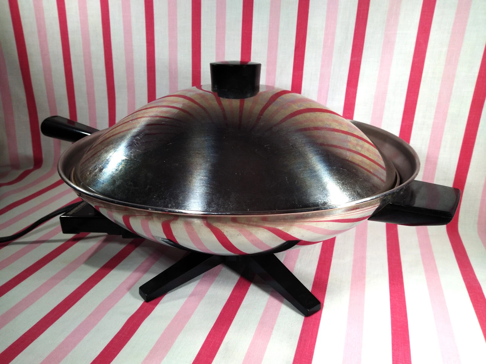Fantastic Mid Century Farberware 3pc Electric Flying Saucer 14" Stainless Wok