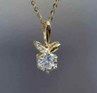 1.30 Ct Round REAL Moissanite Solitaire Women's Pendant 14K Yellow Gold Plated — photo 2