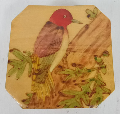 Vintage Laminated Wooden Bird Jewelry Nick Nack Box Handmade