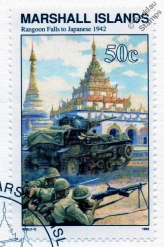 1942 WWII FALL OF RANGOON & BURMA to Japanese / IJA Army Tanks WWII Stamp FDC - Picture 3 of 3