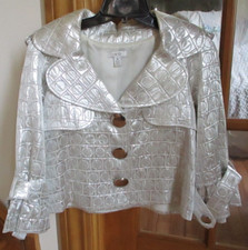 Vintage Cache Silver Jacket Woman's Size M Imported Fabric Made In USA