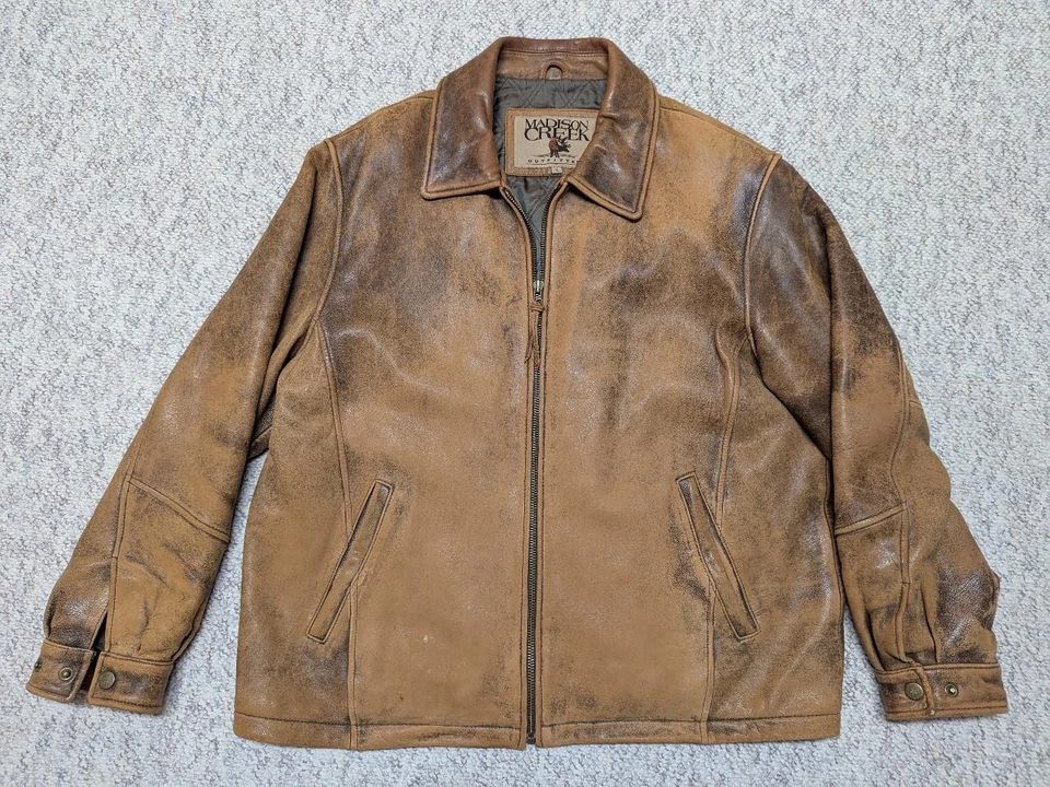 Chaqueta de cuero vintage años 90 XL pátina PIEL DE OVEJA motocicleta bombardero mad max 48 Foto 4 de 4