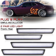 4x Front Rear Led Side Marker Light White For 2015-2023 Dodge Challenger Smoked