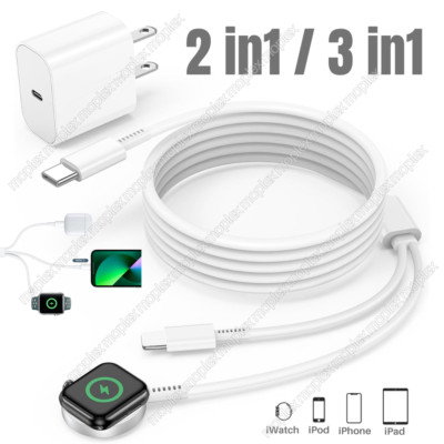 Magnetic Fast Charger Cable 20W USB C Block For Apple Watch 7/6/5/4/3/SE iPhone