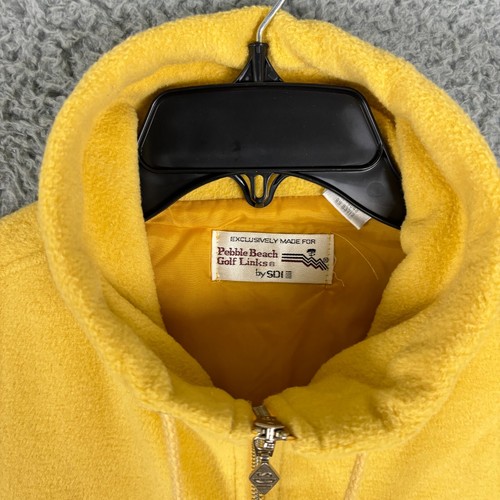 Vintage SDI Zip Up Sleeveless Golf Vest Men's Large Yellow Pebble Beach Lined - Picture 3 of 14