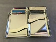 Cigarette Case with Built-in Cigarette Lighter Silver Metal Wallet