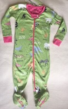 Hatley Girls Pajamas One Piece Zip Zoo Animals sz 6-12mos