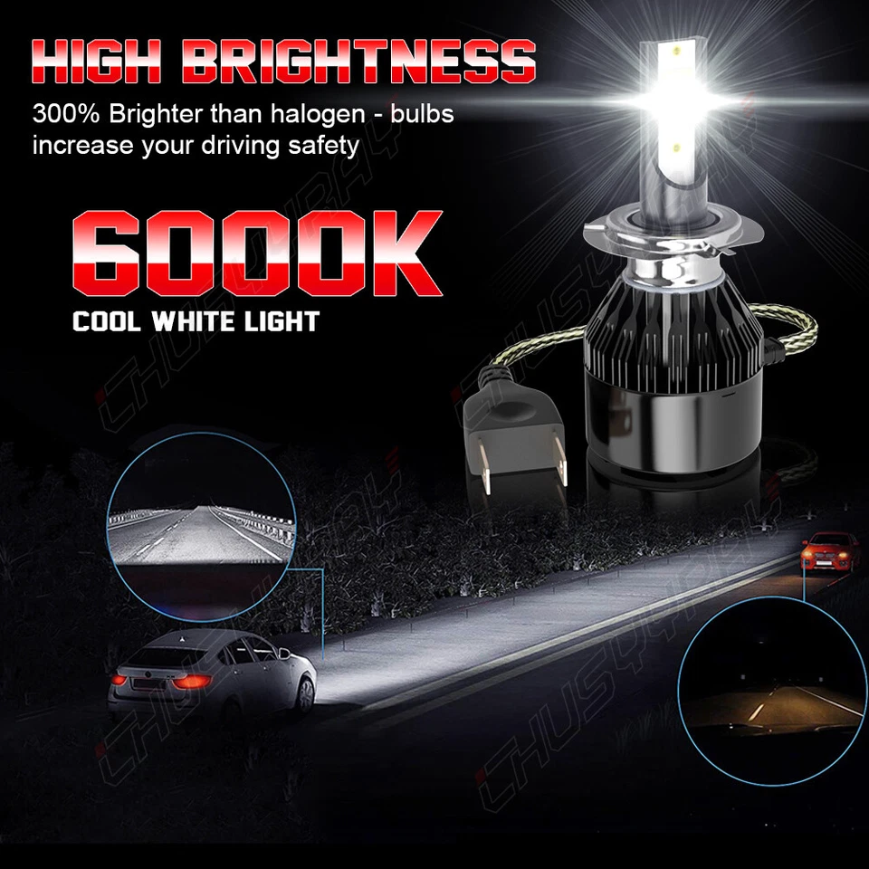 For Mazda 6 2009-2010 6X 6000k LED Headlight High Low Beam + Fog Light Bulbs - Image 2 of 4