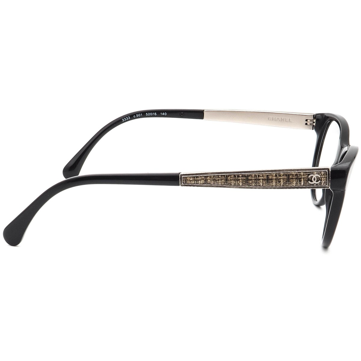 CHANEL メガネ Chanel Eyeglasses 3333 c.501 Polished Black Cat Eye Frame