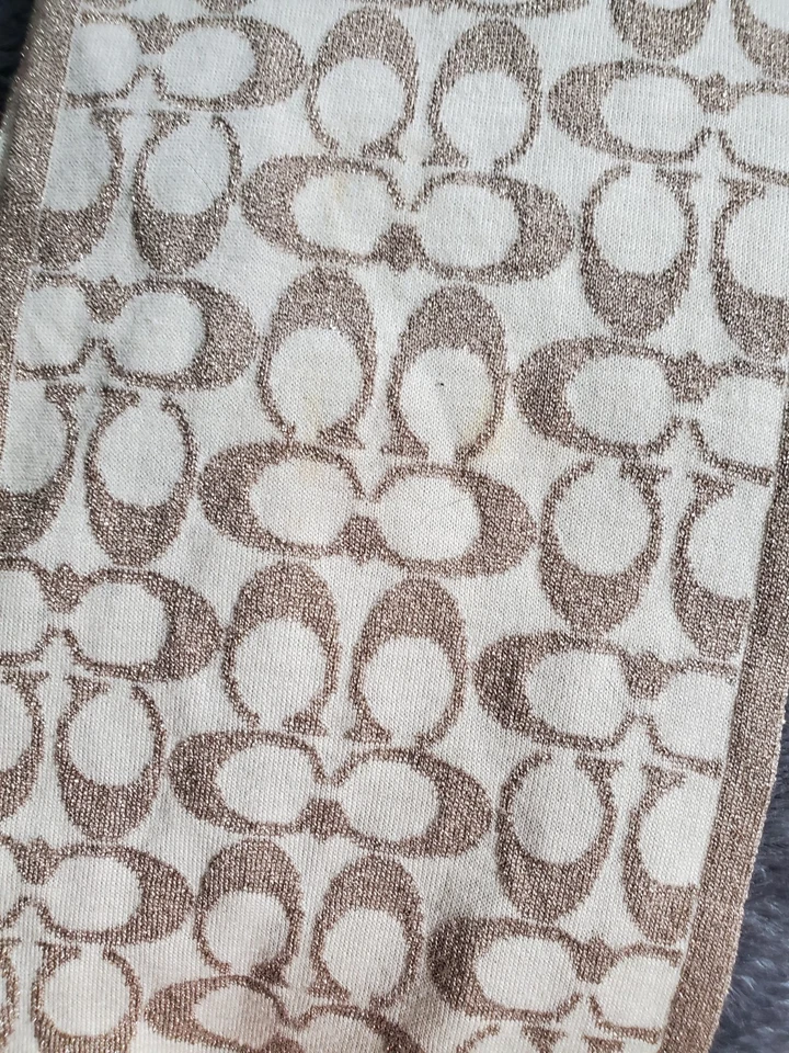 Coach Lurex Gold and White Scarf - Image 2 of 4