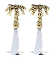 GOLD CHEESE SPREADER - SET OF 2 - PALM TREE