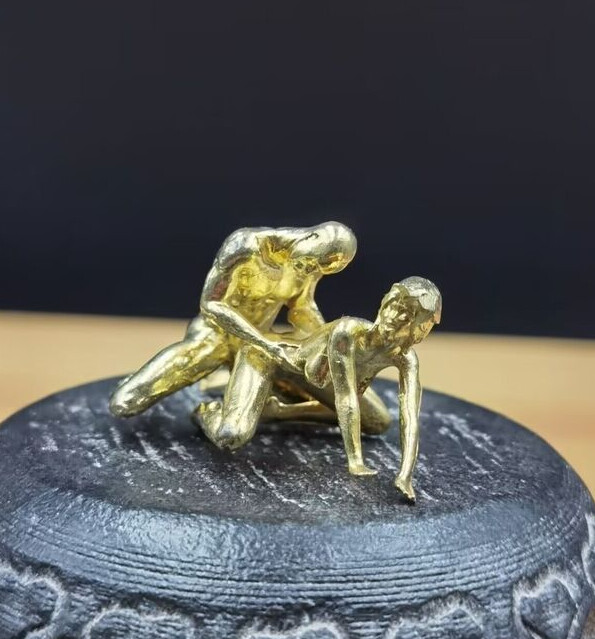 Solid Copper Statue Hand Carved Penis Love Man Woman Amulet