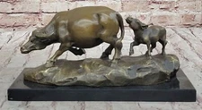 Hot Cast Bull and Baby Bronze Sculpture Art Deco Figurine Marble Figure Sale Art