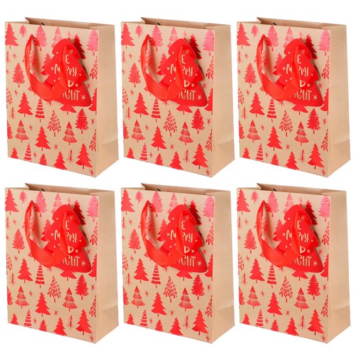 6 Pcs Weihnachtsgeschenk-Einkaufstasche Weihnachtstüten Aus Papier