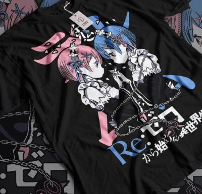 レム　Yshirt ver. Re:zero Shirt, Re Zero T-shirt, Emilia, Ram, Subaru, Japanese