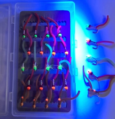 Fluorescent Hothead Squirmy Worm Lures Assorted Colours Trout Fishing Flies
