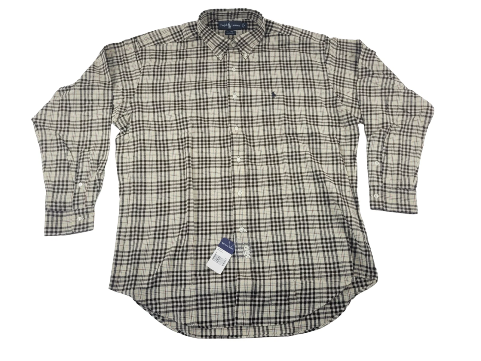 Polo Ralph Lauren Men Blaire Long Sleeve Plaid Tan Colors Shirt Cotton M