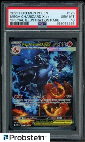 2025 POKEMON PFL EN-PHANTASMAL FLAMES #125 MEGA CHARIZARD X EX PSA 10 GEM MINT