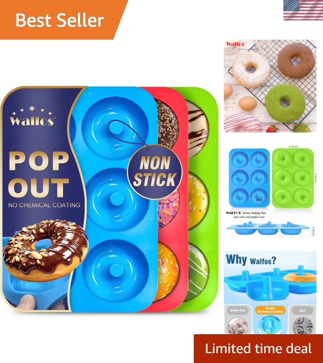 Non-Stick Donut Pan For Baking-Silicone Doughnut Mold, BPA FREE, Just Pop Out...