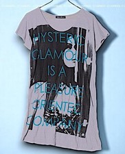 Used Hysteric Glamour 2000s Hys Girl Print Gray T-shirt / Tunic Made in Japan