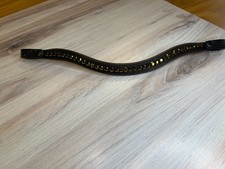 Black patent browband w brown padding & gold crystal. Size FULL.