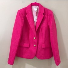 J. Crew Blazer Women 6 Tweed Schoolboy Jacket in Pink Fuchsia BW287 Classic