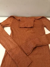 Michael Stars Top Womens OS Orange Turtleneck T-Shirt Supima Cotton Solid Knit