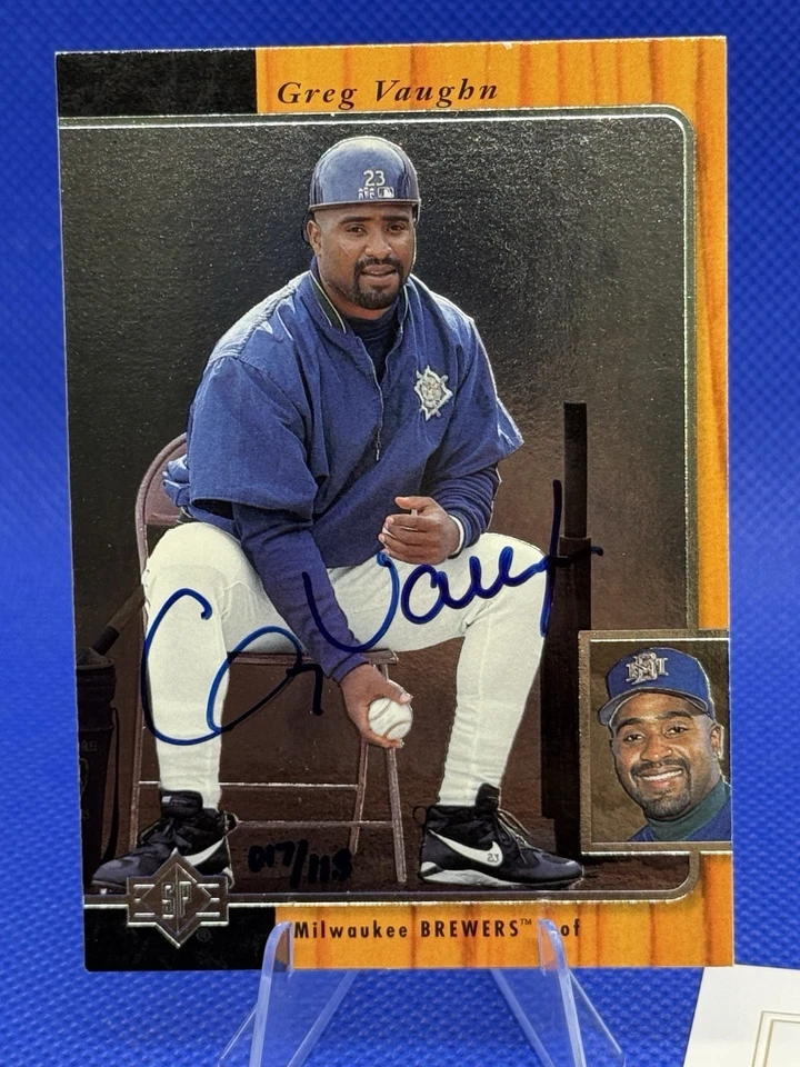 2000 Upper Deck SP Authentic GREG VAUGHN Buyback UDA Auto /113 - Includes COA - Image 2 of 4