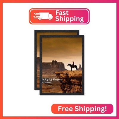 A PLUS MAX 9.5x13 Picture Frame Set of 2, Black Engineered Wood Frame for 9.5 x