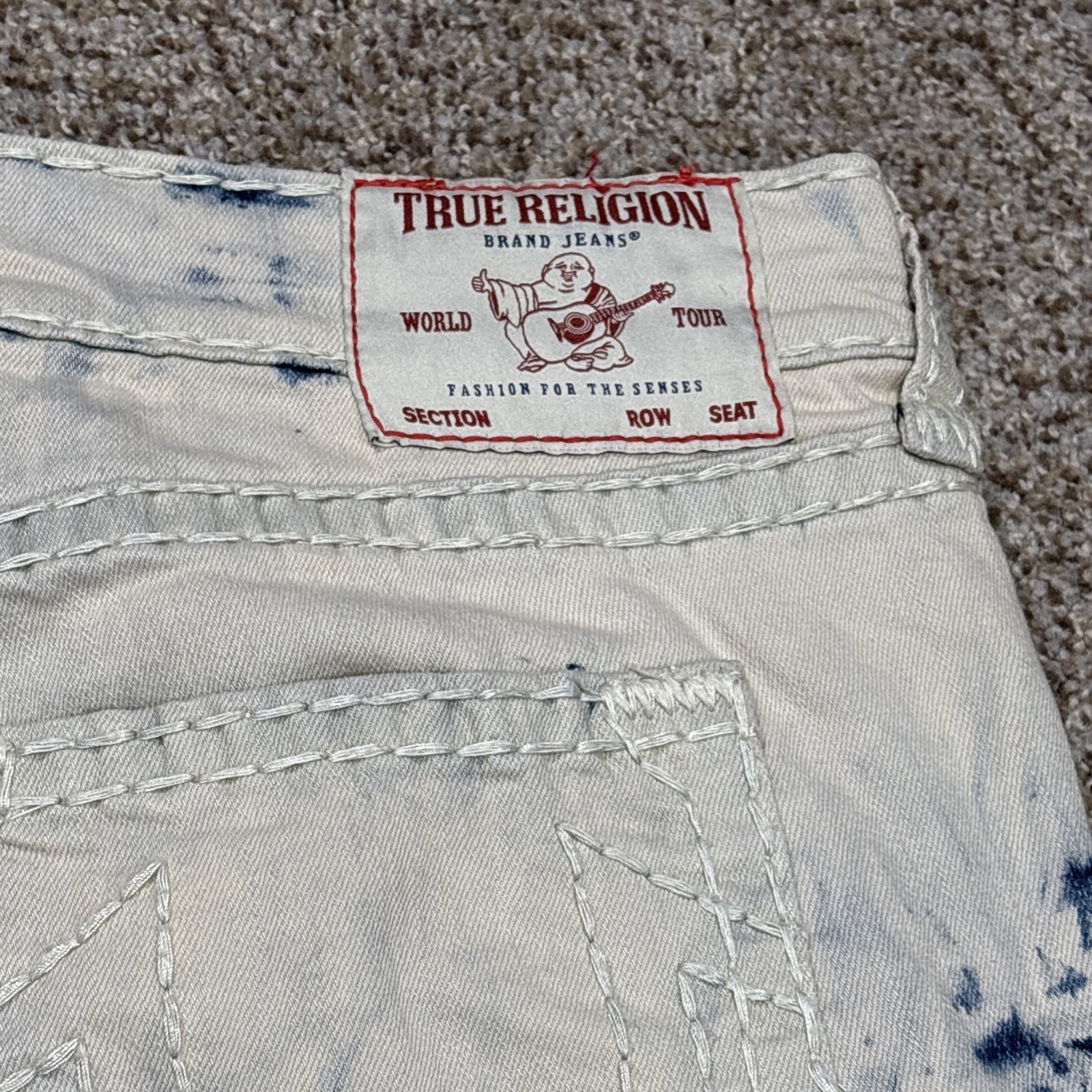 True Religion Jeans Mens 38 Bleach Washed Ricky Relaxed Straight 38 Fits 40x33.5 - View 16