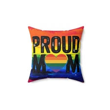 Rainbow LGBTQ Pride Decorative Throw Pillow, Mom Gift Decor, Square Home