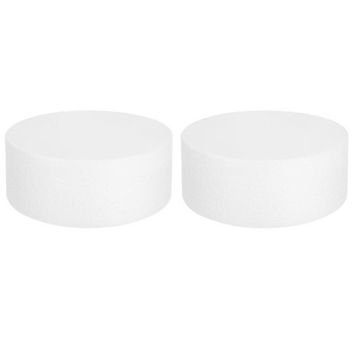 Round Foam Cake Dummy, 8''x 3'' White Fake Cake Circles Dummies, 2Pcs