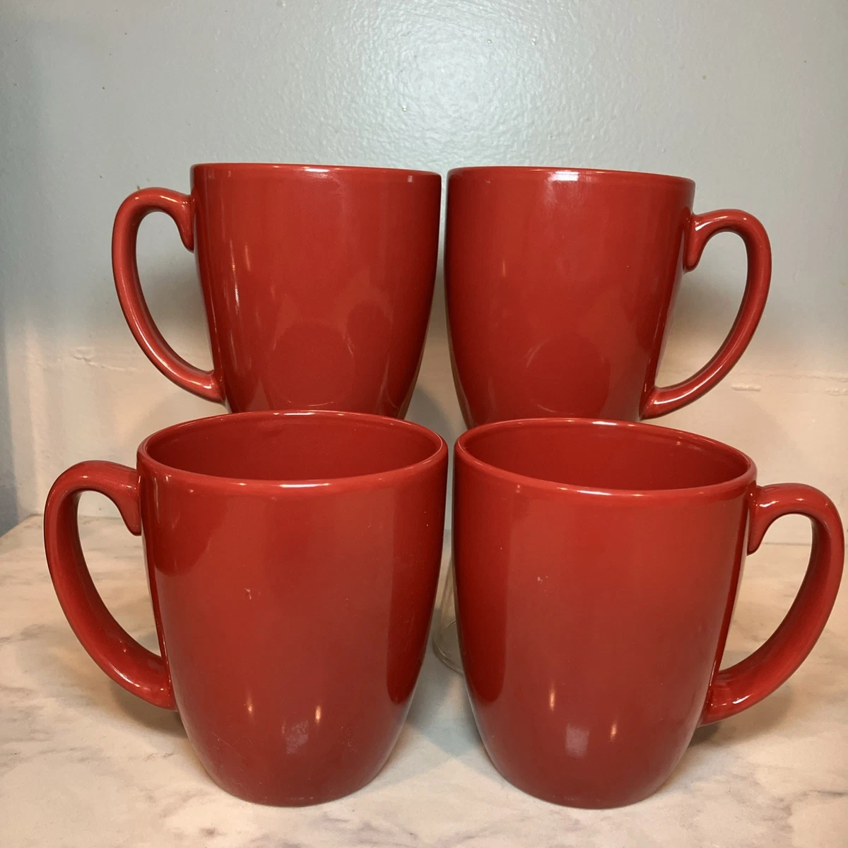 Red Stoneware Coffee Mug Set Mugs for sale | eBay