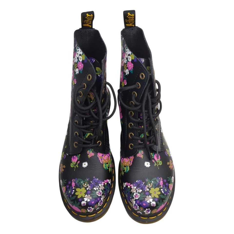 Doc Dr Martens Women’s 1460 Pascal Combat Boots Black Pink Floral Size 10 US - Image 3 of 4