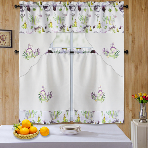 Plume D' Home 3pc Kitchen Curtain Set (Lavender)