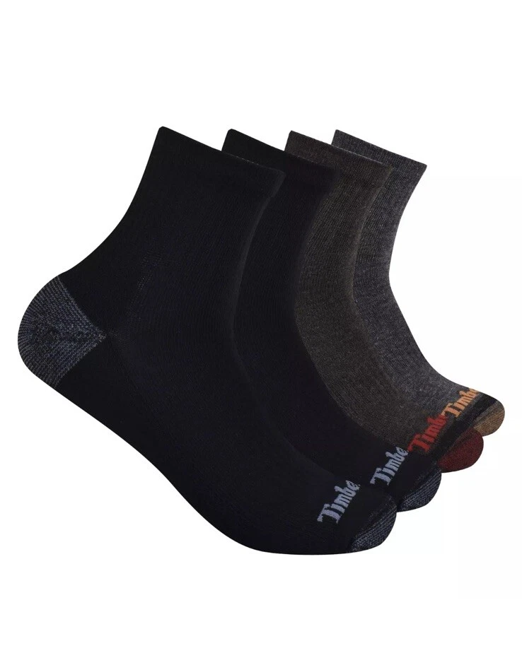 Timberland Men's 4-Pack Half Cushioned Quarter Socks, Multi