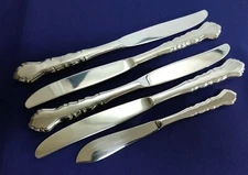 5 Pc International Silver Lyon Americana Satin Dinner / Master Knives Stainless
