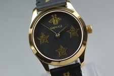 [UNUSED w/Box] GUCCI Star Bee G Timeless 126.4 YA1264055 Black Gold QZ Men Watch