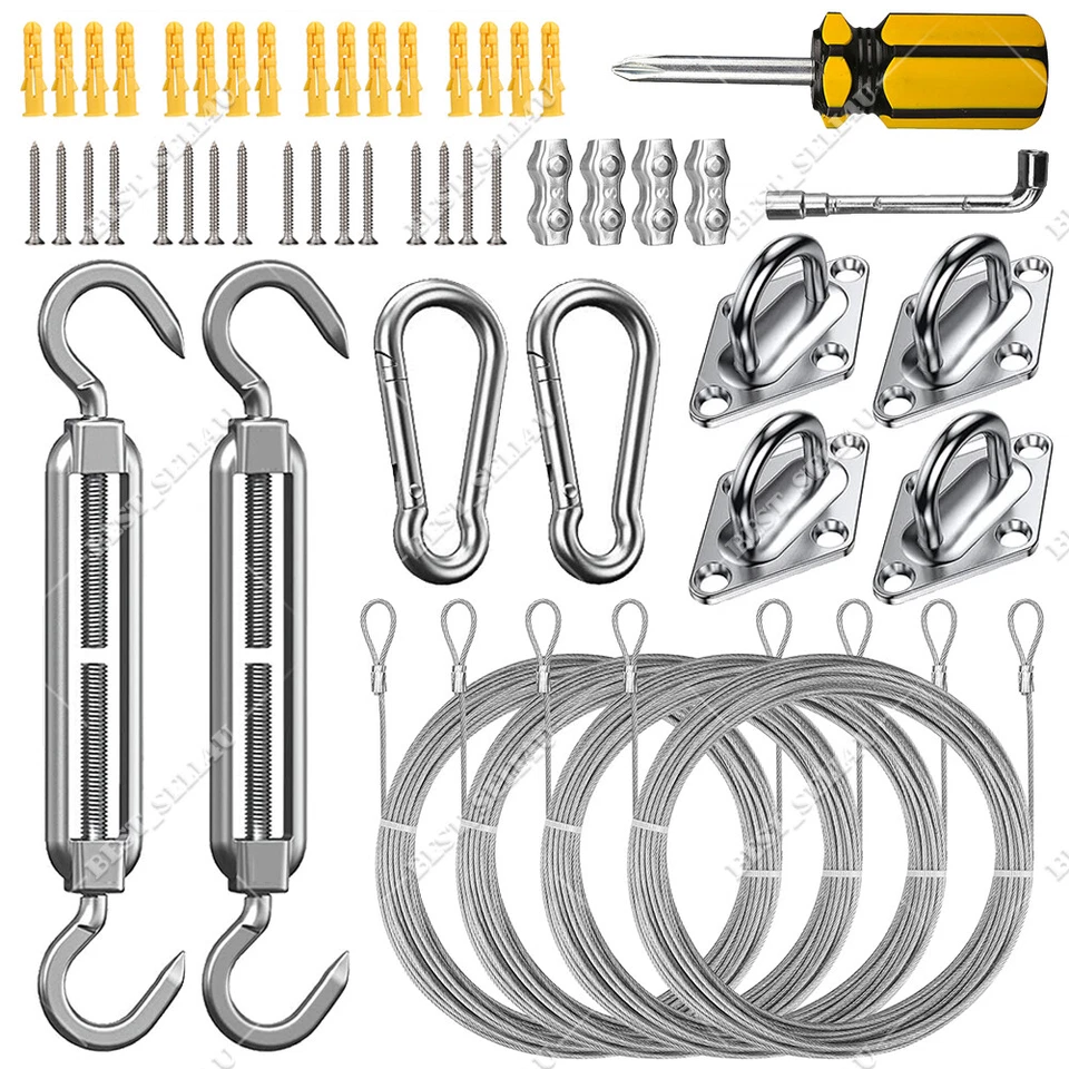 Sun Shade Sail Stainless Fixing Fitting Kit Garden Patio Awning Canopy Accessory - Image 3 of 4